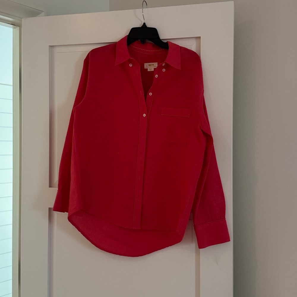 Maeve Anthropologie linen button up blouse size SMALL